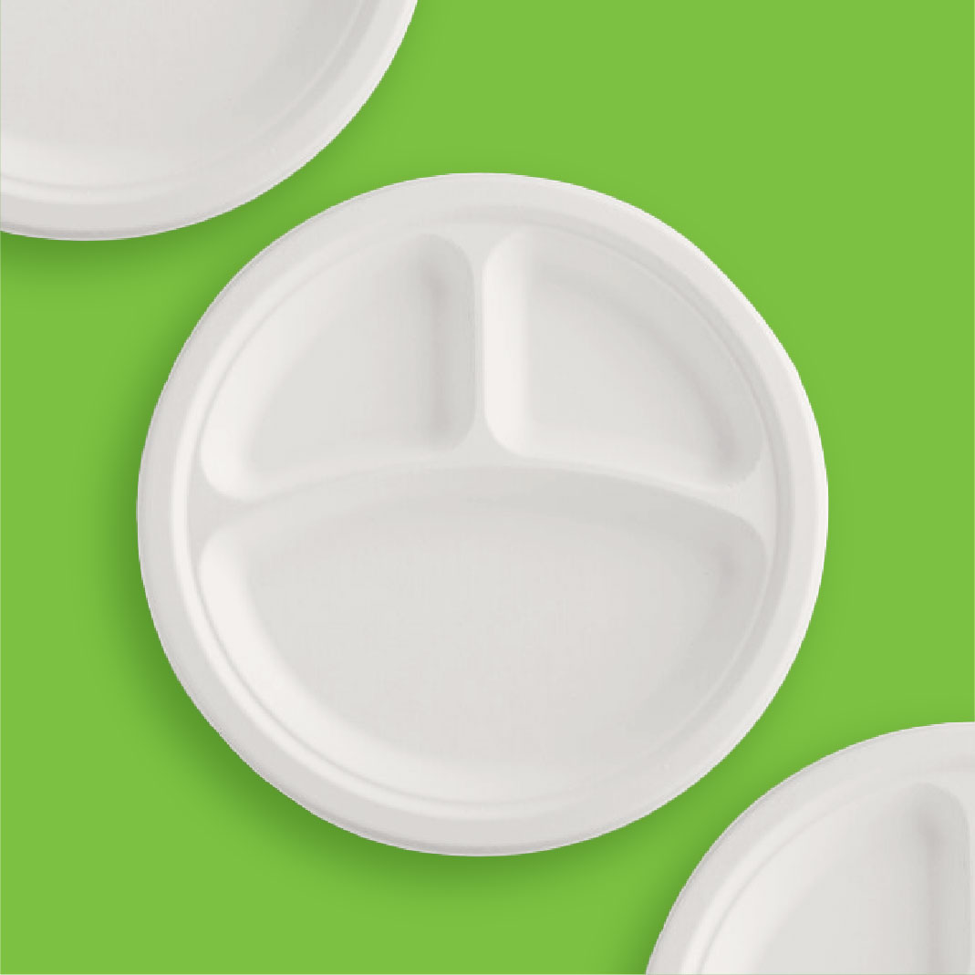 Sugarcane 3-Compartment Plate